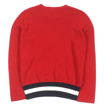 Gucci 496449 Cotton Bee Emblem Patch Long Sleeve Sweater Knit Red L Made In