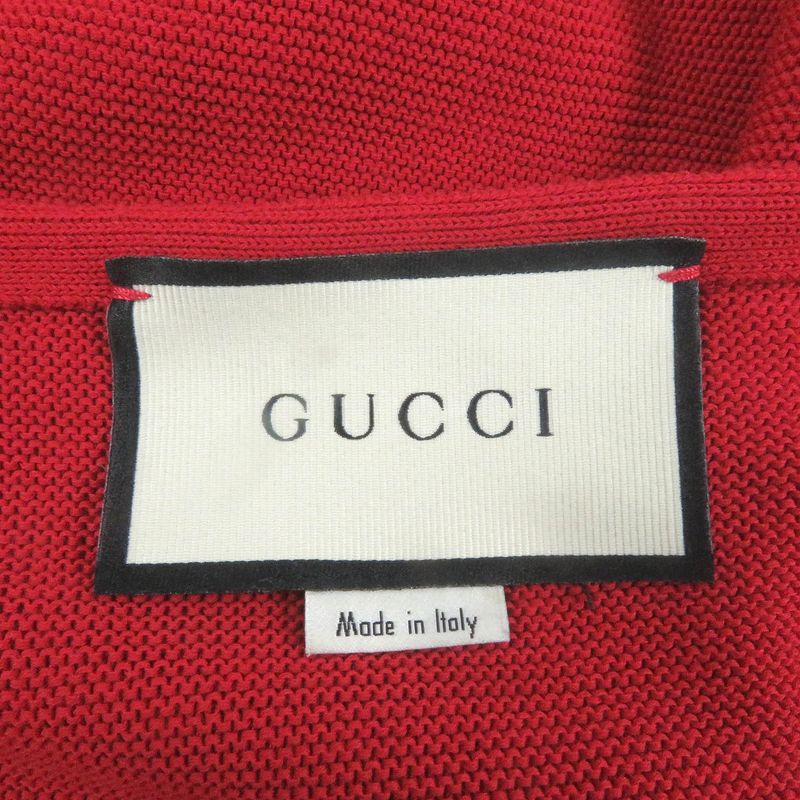 Gucci 496449 Cotton Bee Emblem Patch Long Sleeve Sweater Knit Red L Made In