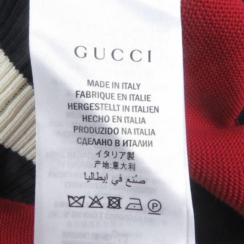 Gucci 496449 Cotton Bee Emblem Patch Long Sleeve Sweater Knit Red L Made In
