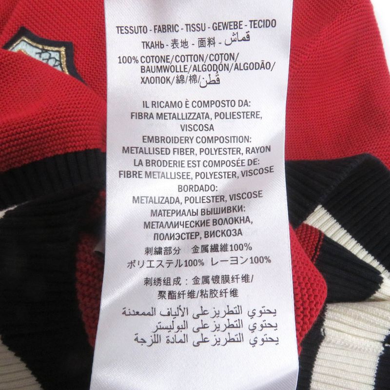 Gucci 496449 Cotton Bee Emblem Patch Long Sleeve Sweater Knit Red L Made In