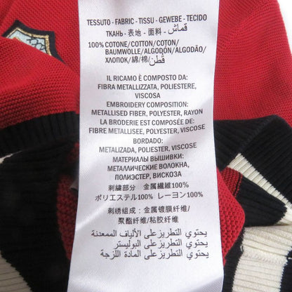 Gucci 496449 Cotton Bee Emblem Patch Long Sleeve Sweater Knit Red L Made In