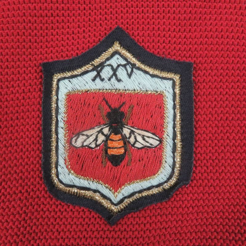 Gucci 496449 Cotton Bee Emblem Patch Long Sleeve Sweater Knit Red L Made In
