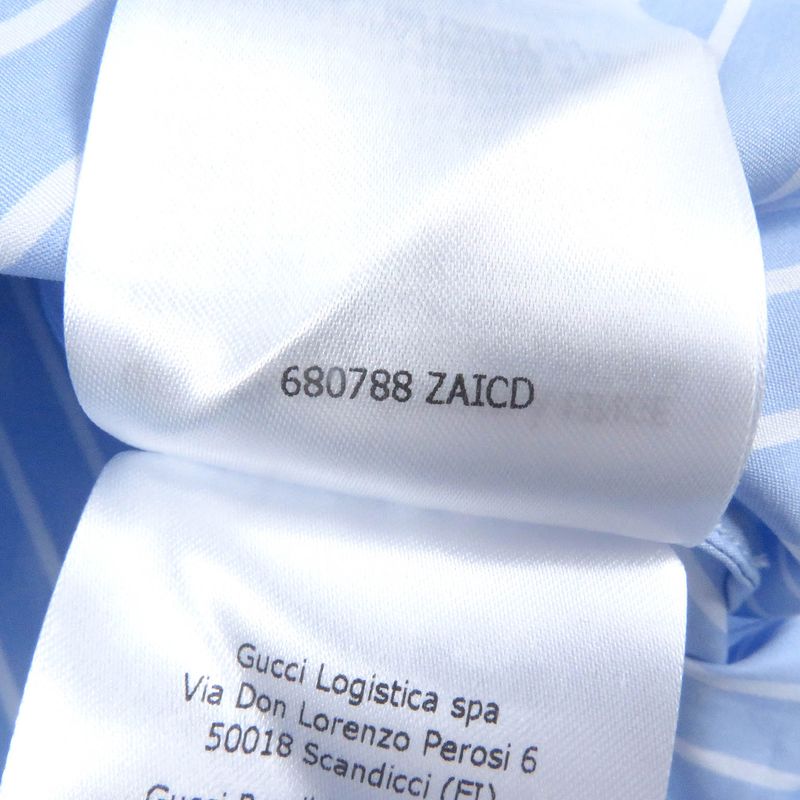 Gucci 680788 Cotton GG Logo Embroidered Striped Long Sleeve Long Sleeve Shirt