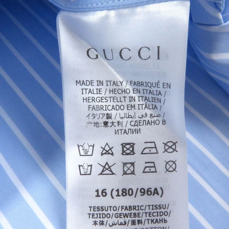 Gucci 680788 Cotton GG Logo Embroidered Striped Long Sleeve Long Sleeve Shirt