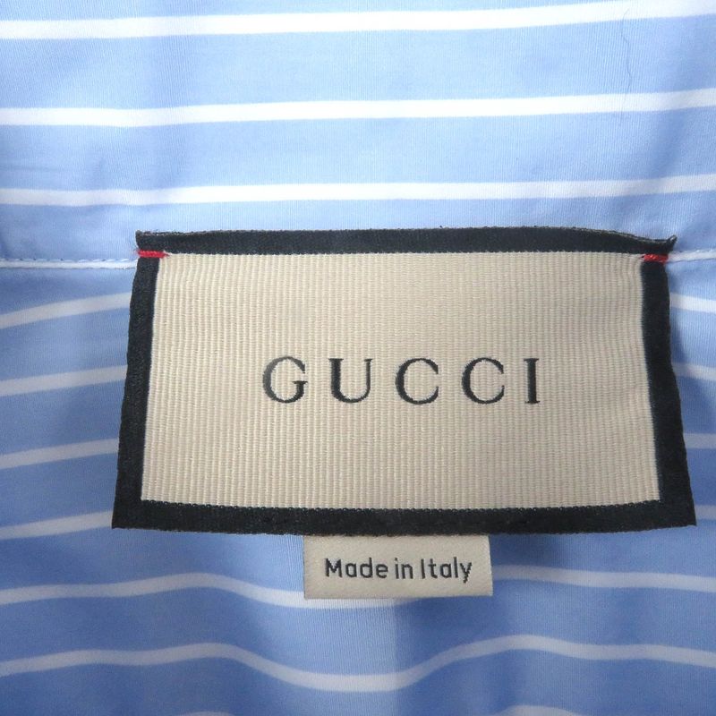 Gucci 680788 Cotton GG Logo Embroidered Striped Long Sleeve Long Sleeve Shirt