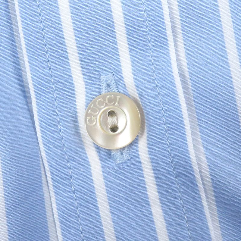 Gucci 680788 Cotton GG Logo Embroidered Striped Long Sleeve Long Sleeve Shirt