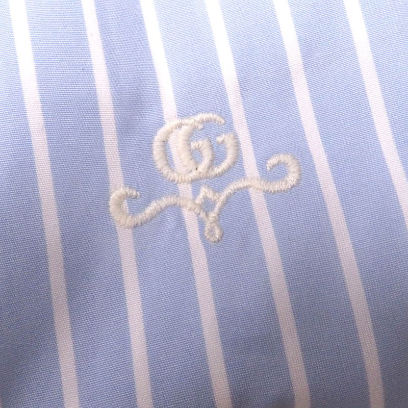 Gucci 680788 Cotton GG Logo Embroidered Striped Long Sleeve Long Sleeve Shirt