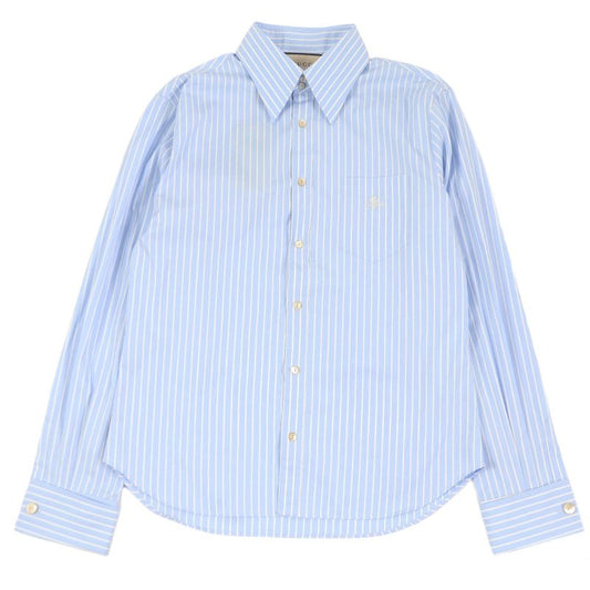 Gucci 680788 Cotton GG Logo Embroidered Striped Long Sleeve Long Sleeve Shirt