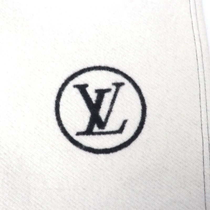 Louis Vuitton Wool Silk Graphic LV Jacquard Piping Lamb Zip Up Poncho Black