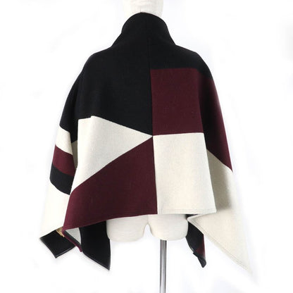 Louis Vuitton Wool Silk Graphic LV Jacquard Piping Lamb Zip Up Poncho Black