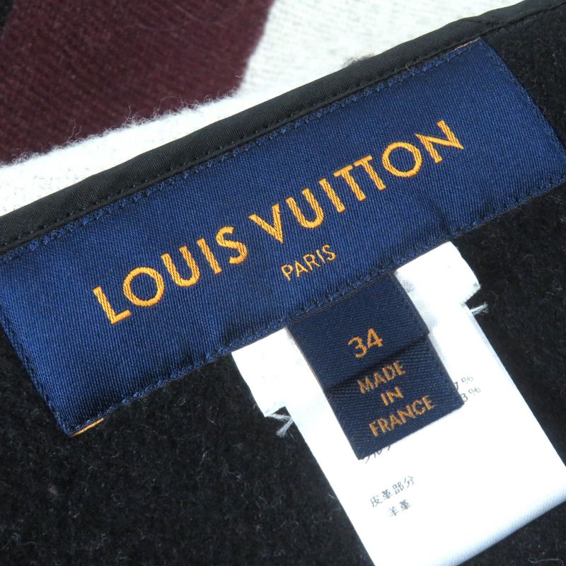 Louis Vuitton Wool Silk Graphic LV Jacquard Piping Lamb Zip Up Poncho Black
