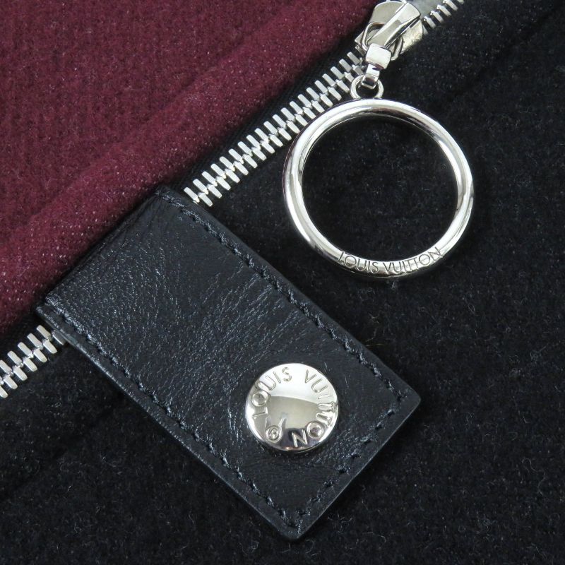 Louis Vuitton Wool Silk Graphic LV Jacquard Piping Lamb Zip Up Poncho Black