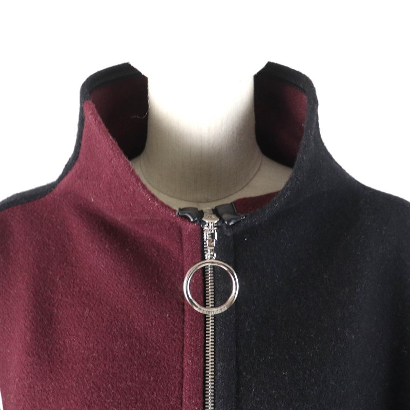 Louis Vuitton Wool Silk Graphic LV Jacquard Piping Lamb Zip Up Poncho Black