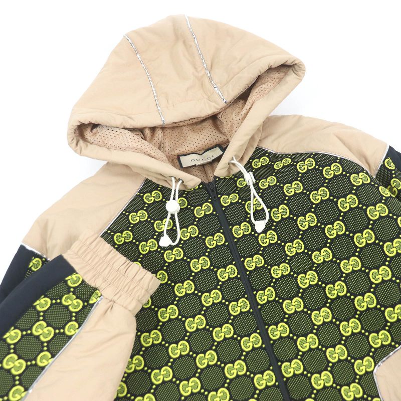 Gucci 2023 752157 GG Jersey Zip Hoodie Custom Jacket Beige M Made In Italy