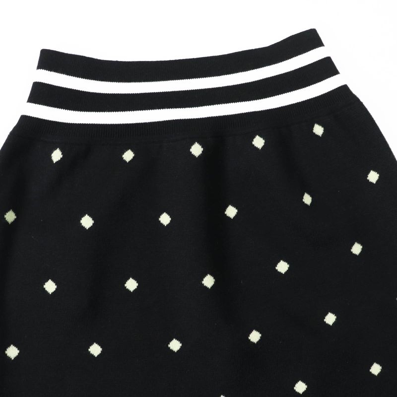 Hermes 2022 2h2302d8 Cashmere Silk Diamond Pattern Knit Skirt Black Light