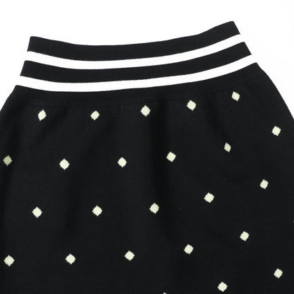 Hermes 2022 2h2302d8 Cashmere Silk Diamond Pattern Knit Skirt Black Light