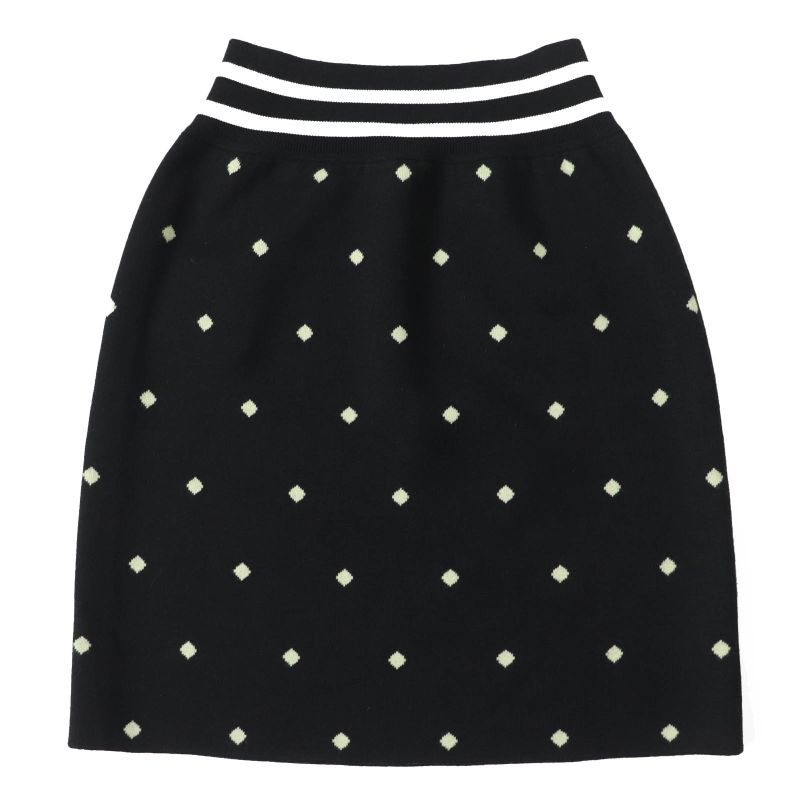 Hermes 2022 2h2302d8 Cashmere Silk Diamond Pattern Knit Skirt Black Light