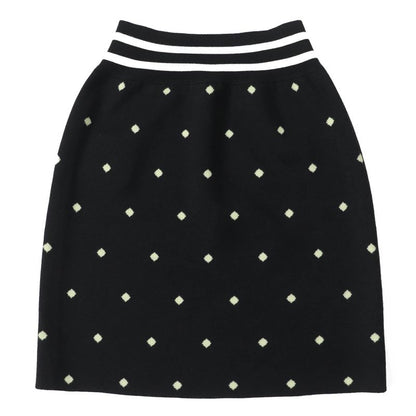 Hermes 2022 2h2302d8 Cashmere Silk Diamond Pattern Knit Skirt Black Light