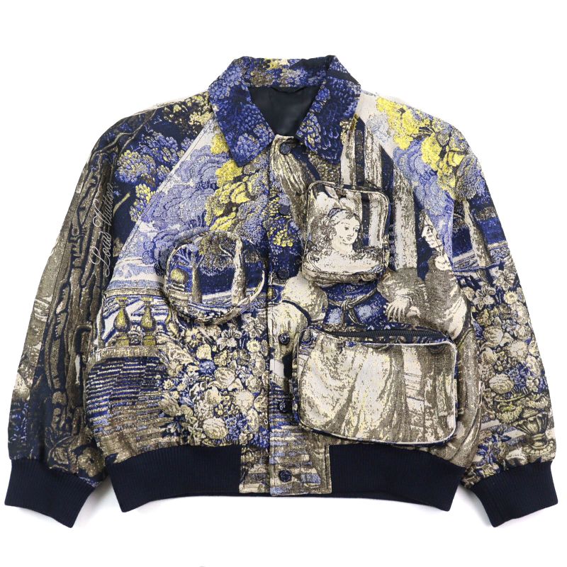 Louis Vuitton 2020 Hib11w Tapestry Logo Embroidery Bomber Jacket Varsity