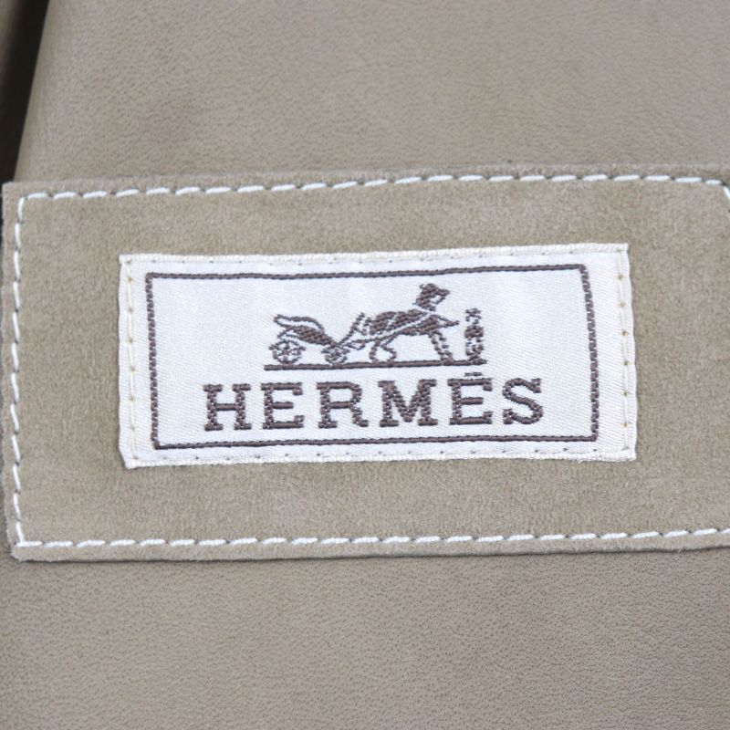 Hermes Rare Reindeer Skin Reindeer Leather Zip-up Hoodie Parka Jacket Beige