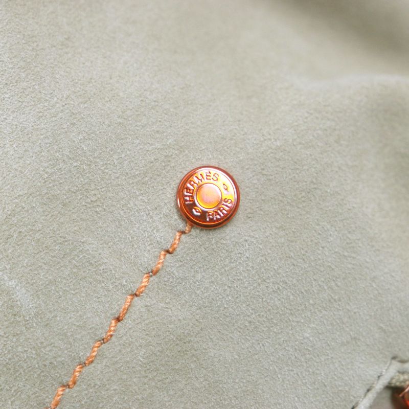 Hermes Rare Reindeer Skin Reindeer Leather Zip-up Hoodie Parka Jacket Beige