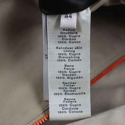 Hermes Rare Reindeer Skin Reindeer Leather Zip-up Hoodie Parka Jacket Beige