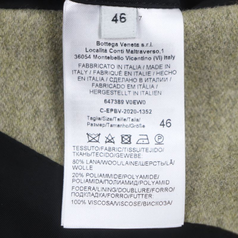  Bottega Veneta 20AW 647389 80% Wool Single Chester Coat