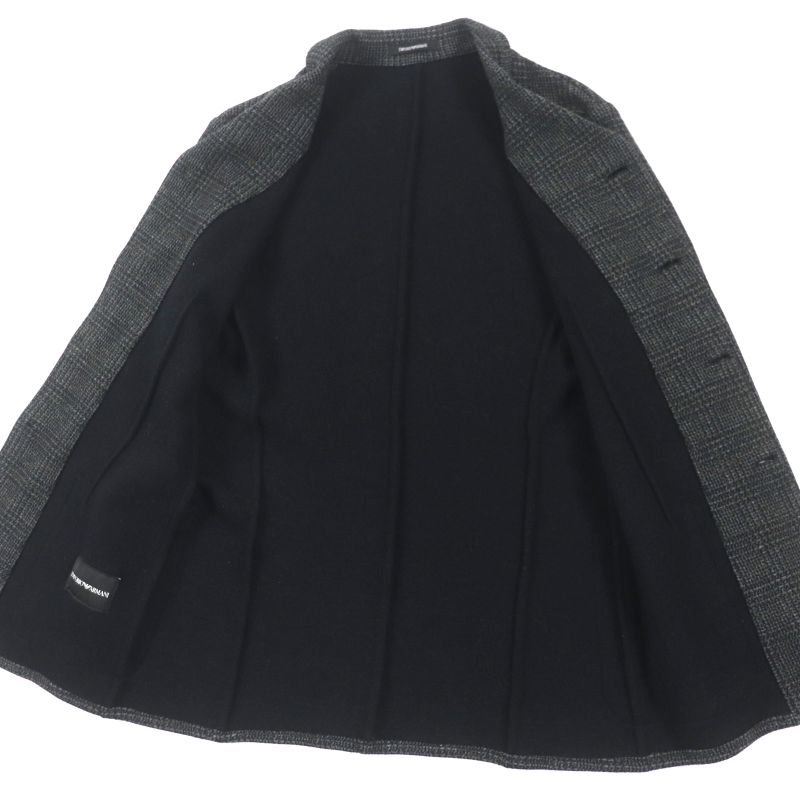 emporio Armani Emporio Almaani 2018 Wool Cotton Black Tag Checked Logo Button