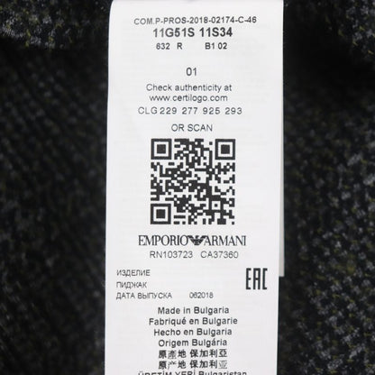 emporio Armani Emporio Almaani 2018 Wool Cotton Black Tag Checked Logo Button