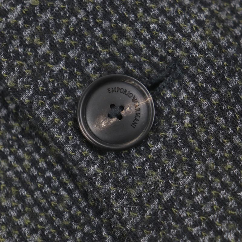 emporio Armani Emporio Almaani 2018 Wool Cotton Black Tag Checked Logo Button