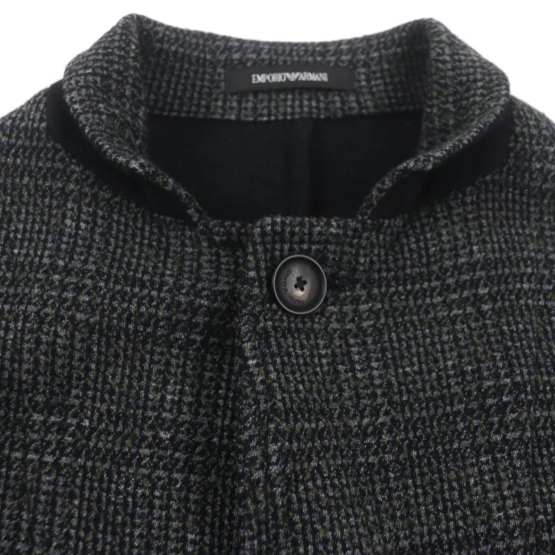 emporio Armani Emporio Almaani 2018 Wool Cotton Black Tag Checked Logo Button