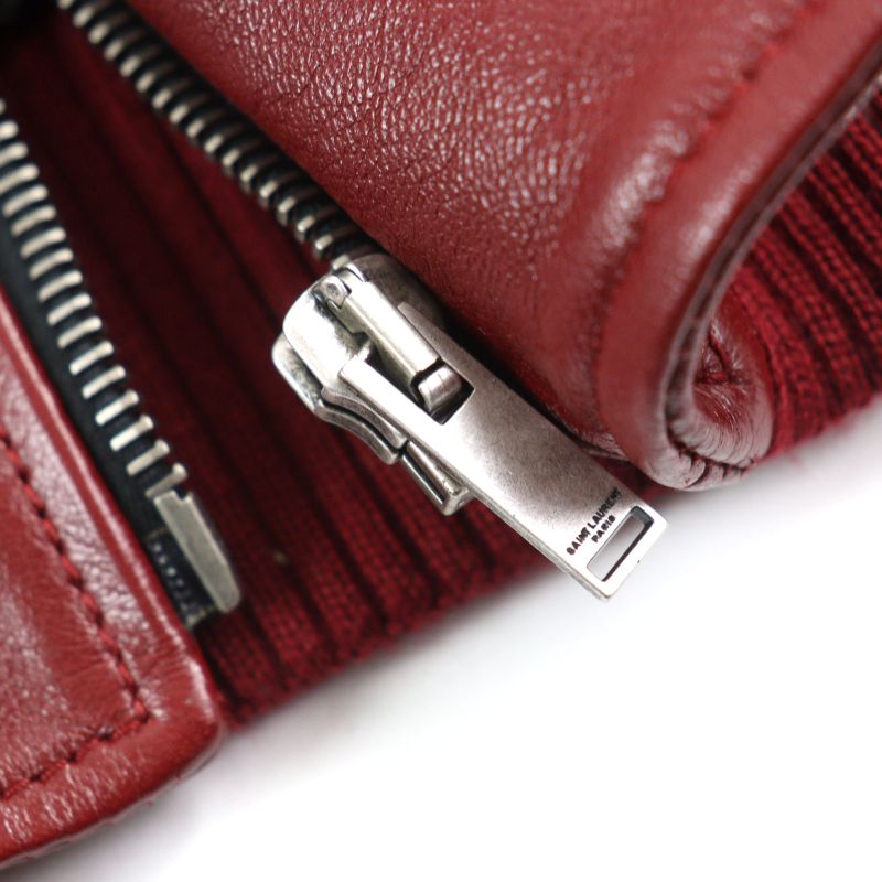 Saint Laurent Paris 575979 Lambskin Bicolor Teddy Western Rib Switch Leather