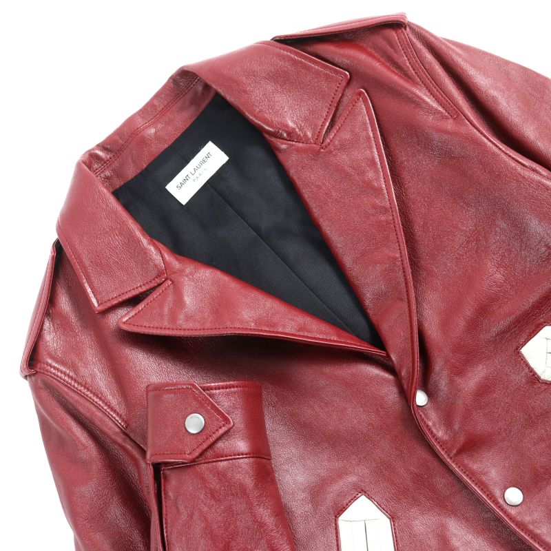 Saint Laurent Paris 575979 Lambskin Bicolor Teddy Western Rib Switch Leather