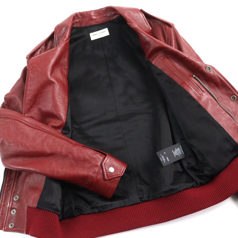 Saint Laurent Paris 575979 Lambskin Bicolor Teddy Western Rib Switch Leather