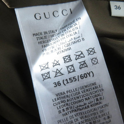 Gucci 626888 Cow Suede Horsebit Sherry Line Leather Flared Skirt Brown 36 Made