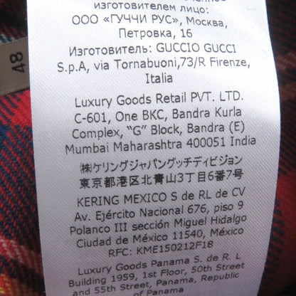 Gucci 720960 Wool Skunk Patch Tartan Check Long Sleeve Long Sleeve Shirt Red