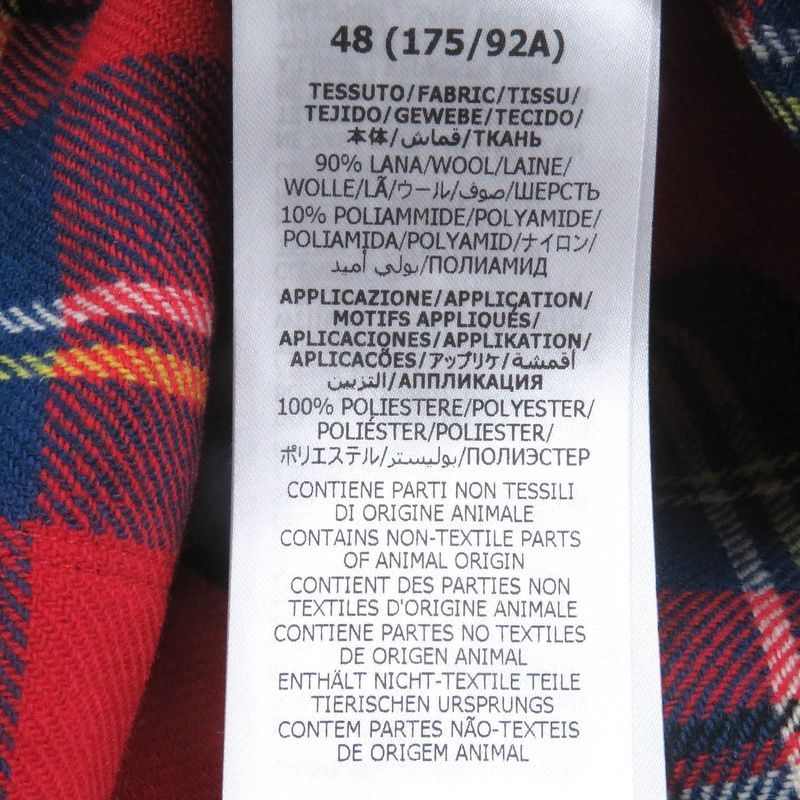 Gucci 720960 Wool Skunk Patch Tartan Check Long Sleeve Long Sleeve Shirt Red