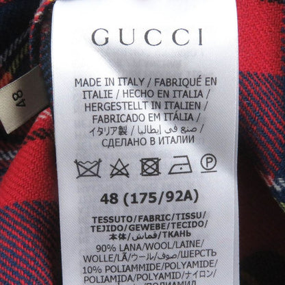 Gucci 720960 Wool Skunk Patch Tartan Check Long Sleeve Long Sleeve Shirt Red
