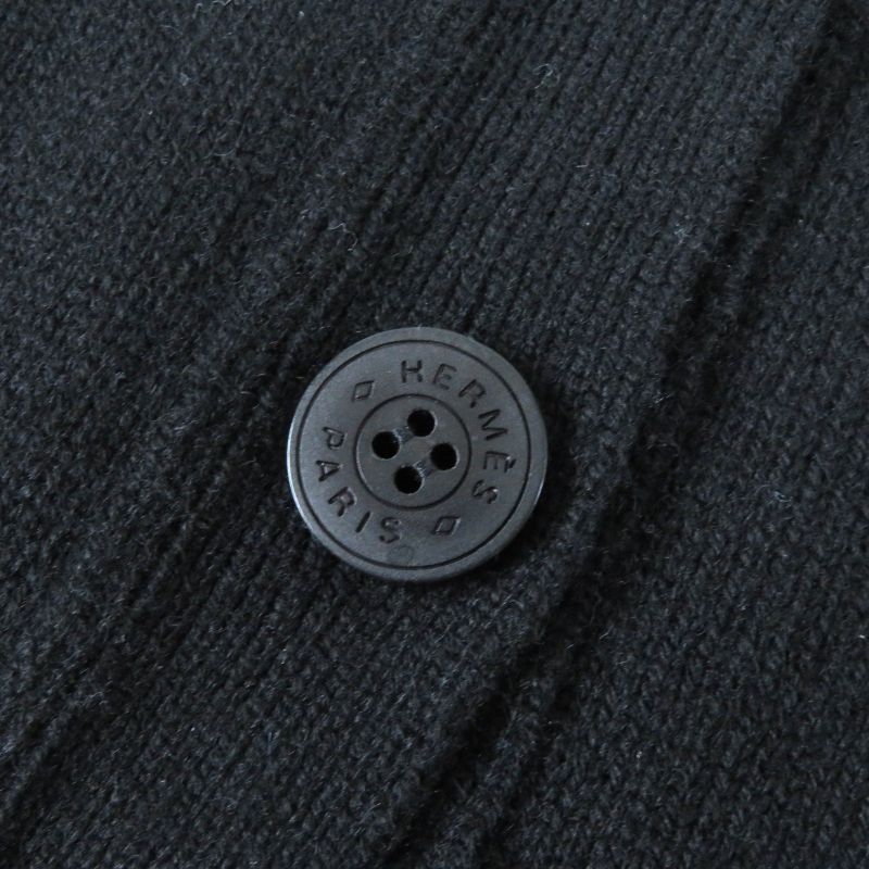 Hermes 24SS 4e2721d1 100% Cashmere Serie Design Button Short Knit Vest Black 36