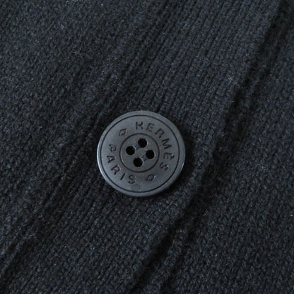 Hermes 24SS 4e2721d1 100% Cashmere Serie Design Button Short Knit Vest Black 36