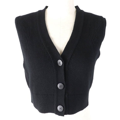 Hermes 24SS 4e2721d1 100% Cashmere Serie Design Button Short Knit Vest Black 36