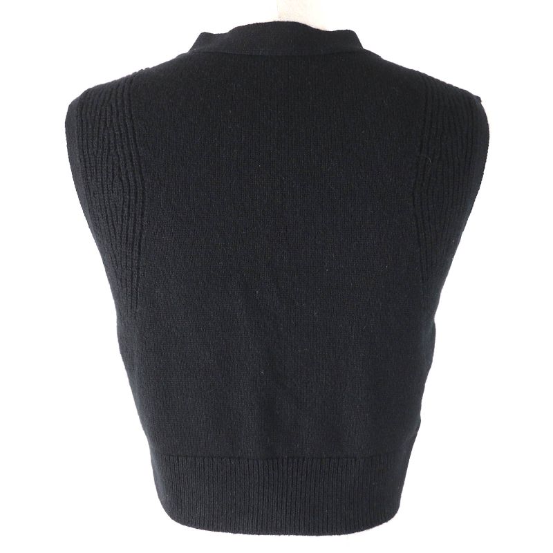 Hermes 24SS 4e2721d1 100% Cashmere Serie Design Button Short Knit Vest Black 36