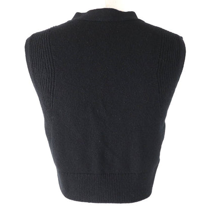 Hermes 24SS 4e2721d1 100% Cashmere Serie Design Button Short Knit Vest Black 36