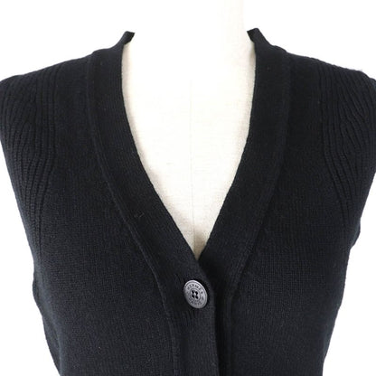 Hermes 24SS 4e2721d1 100% Cashmere Serie Design Button Short Knit Vest Black 36