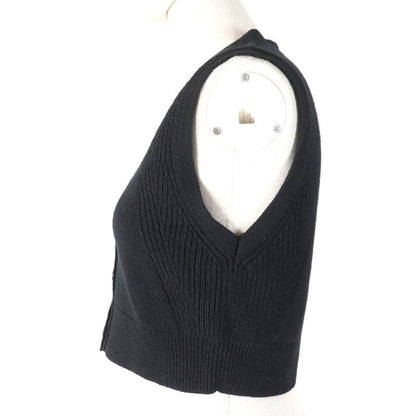 Hermes 24SS 4e2721d1 100% Cashmere Serie Design Button Short Knit Vest Black 36