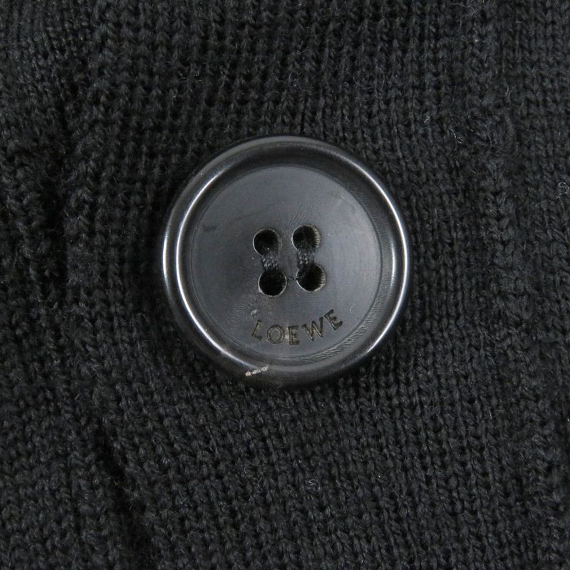 LOEWE Q825y16k05 100% Wool Anagram Logo Embroidery Light Hand Knit Cardigan