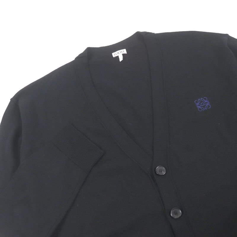 LOEWE Q825y16k05 100% Wool Anagram Logo Embroidery Light Hand Knit Cardigan