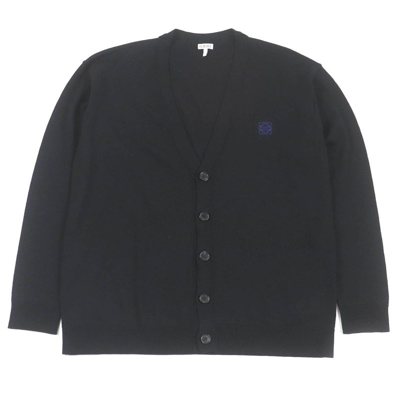LOEWE Q825y16k05 100% Wool Anagram Logo Embroidery Light Hand Knit Cardigan