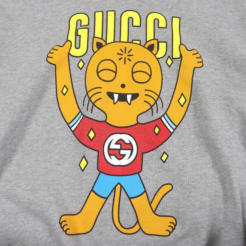 Gucci 700120 Pablo Delcielo Printed Design Pullover Hoodie Gray L Made In Italy