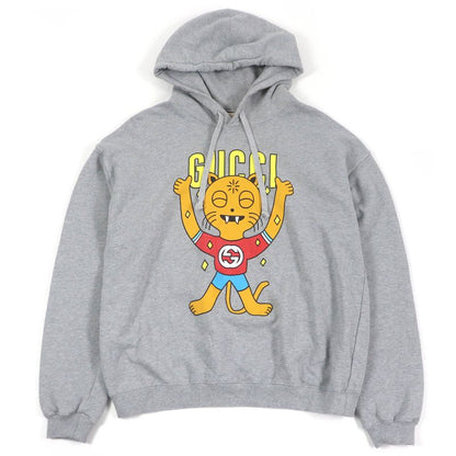 Gucci 700120 Pablo Delcielo Printed Design Pullover Hoodie Gray L Made In Italy